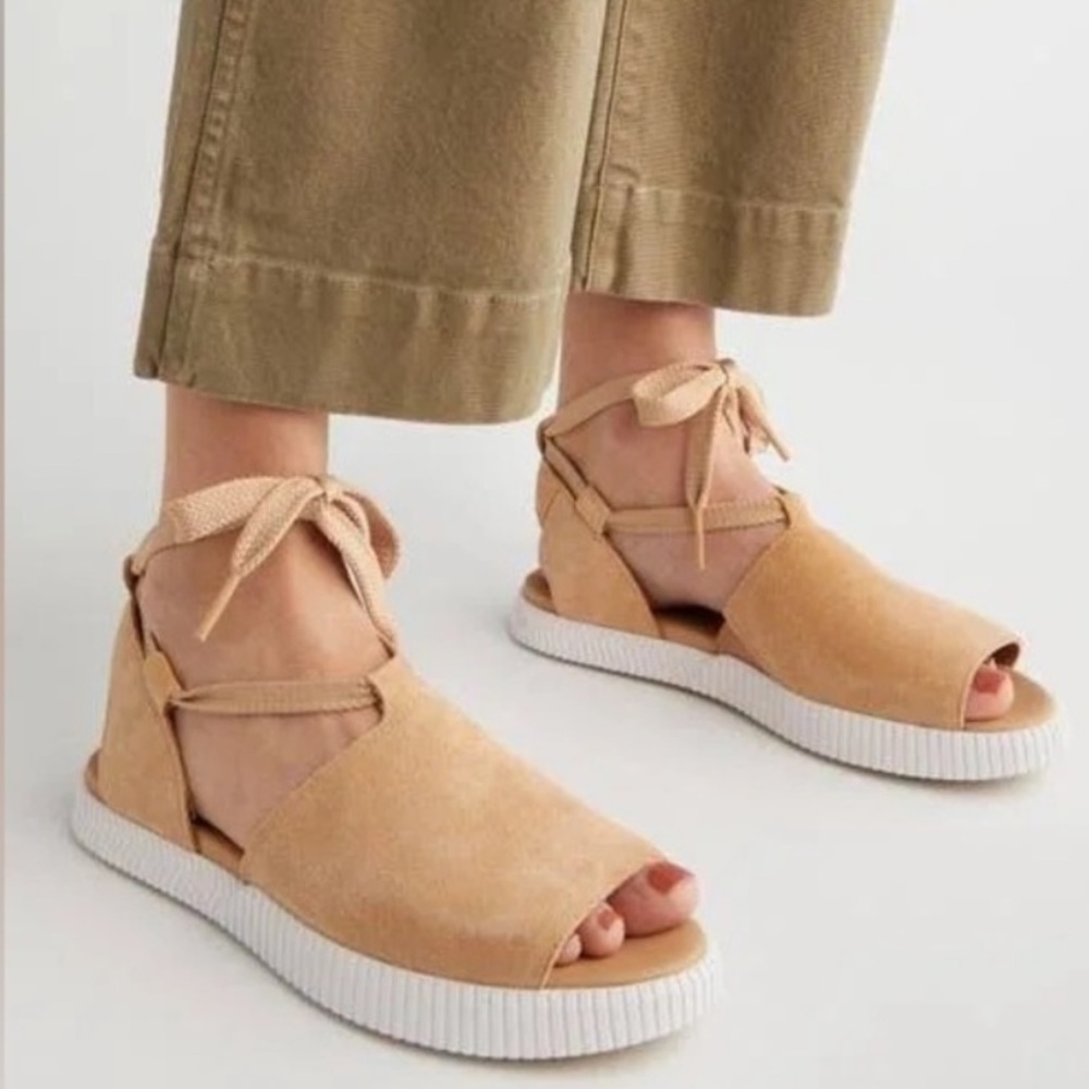 Sorel Ona Streetworks Drille Sandals Flats Open Toe Suede Tan 8